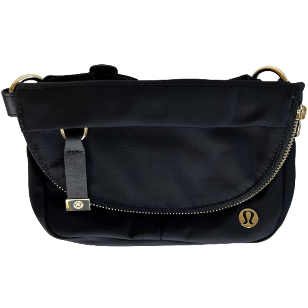 lululemon athletica Black Crossbody Bag with Gold Hardware
